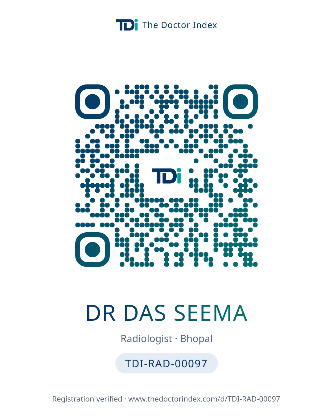 QR card for Dr Das Seema, TDI-RAD-00097