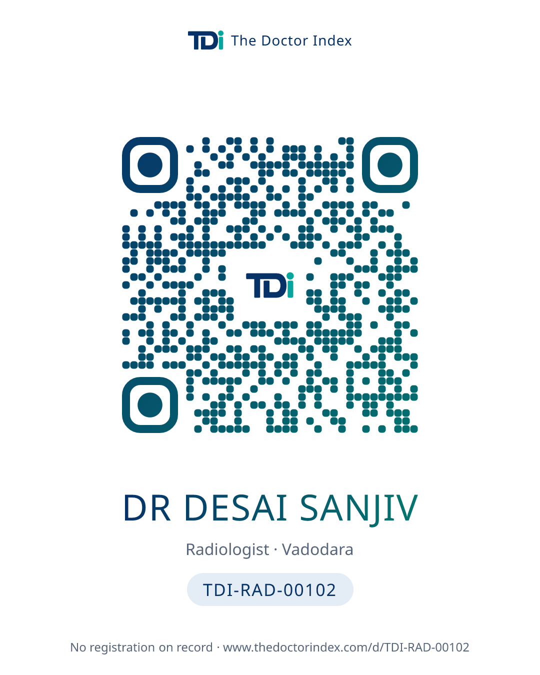 QR card for Dr Desai Sanjiv, TDI-RAD-00102