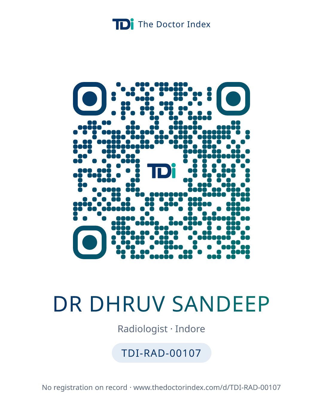 QR card for Dr Dhruv Sandeep, TDI-RAD-00107