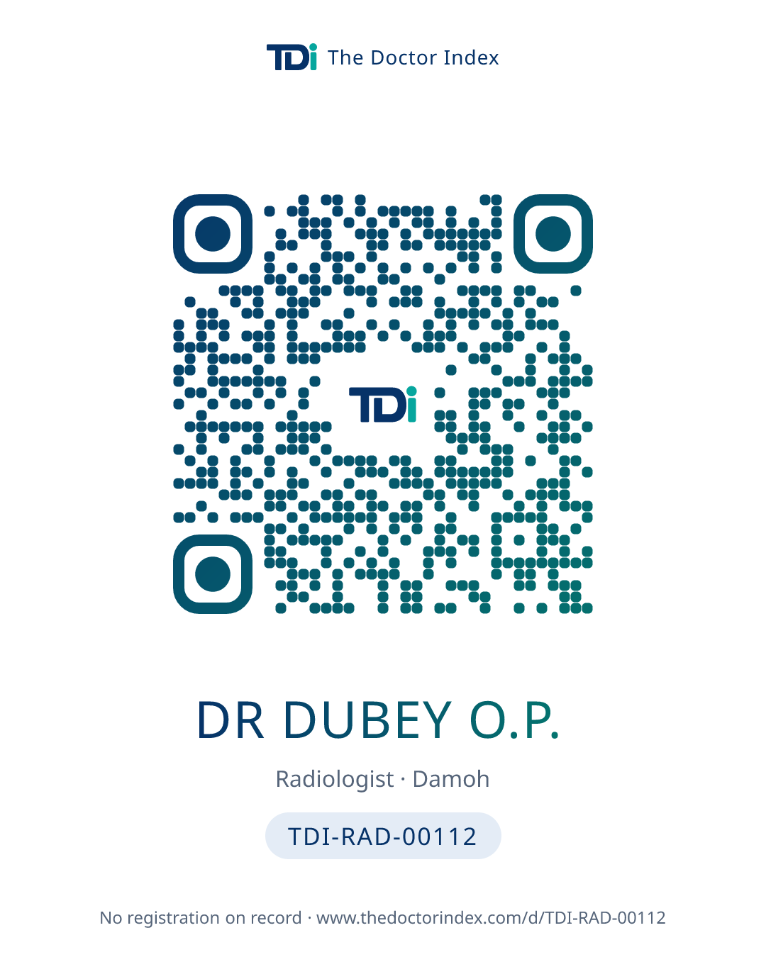 QR card for Dr Dubey O.P., TDI-RAD-00112