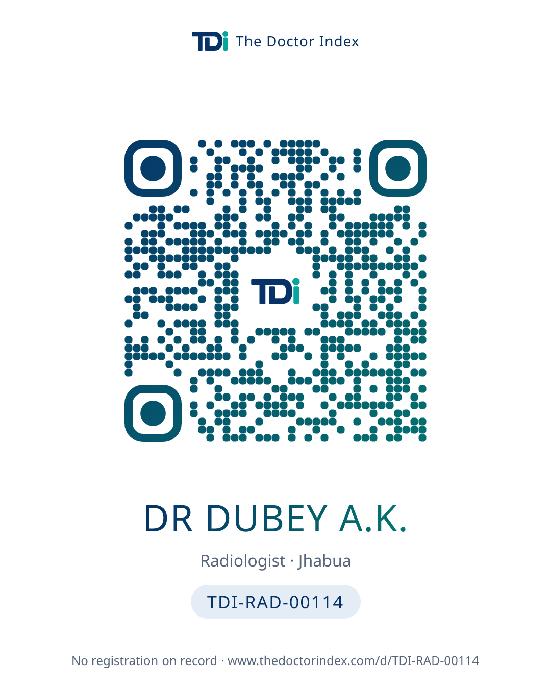QR card for Dr Dubey A.K., TDI-RAD-00114