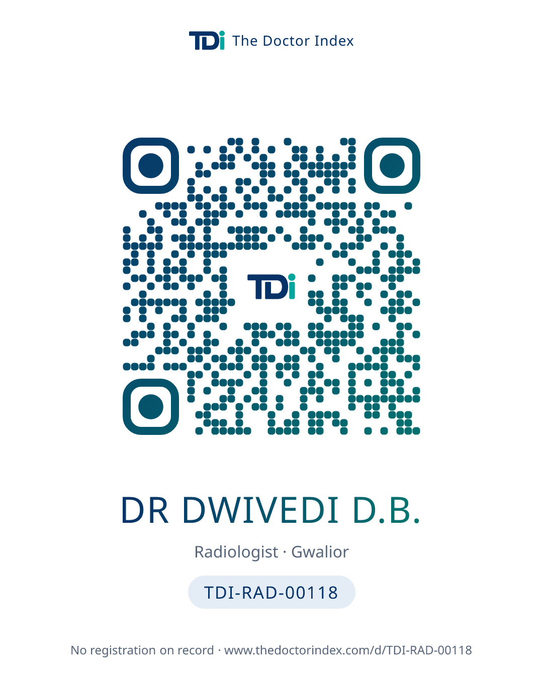 QR card for Dr Dwivedi D.B., TDI-RAD-00118