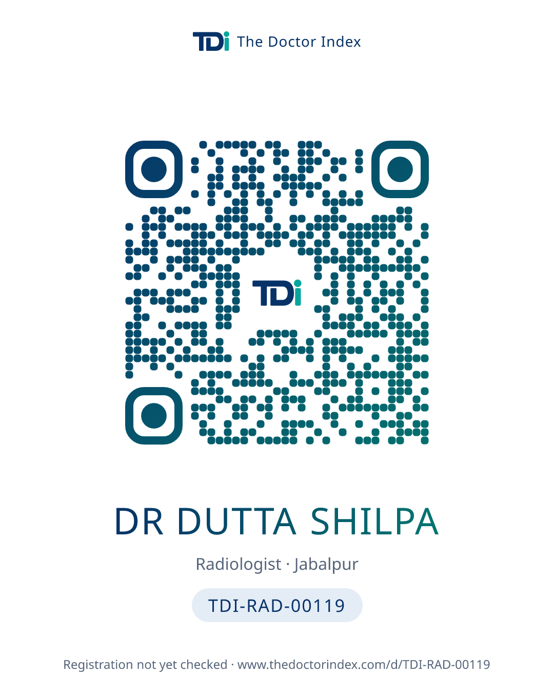QR card for Dr Dutta Shilpa, TDI-RAD-00119