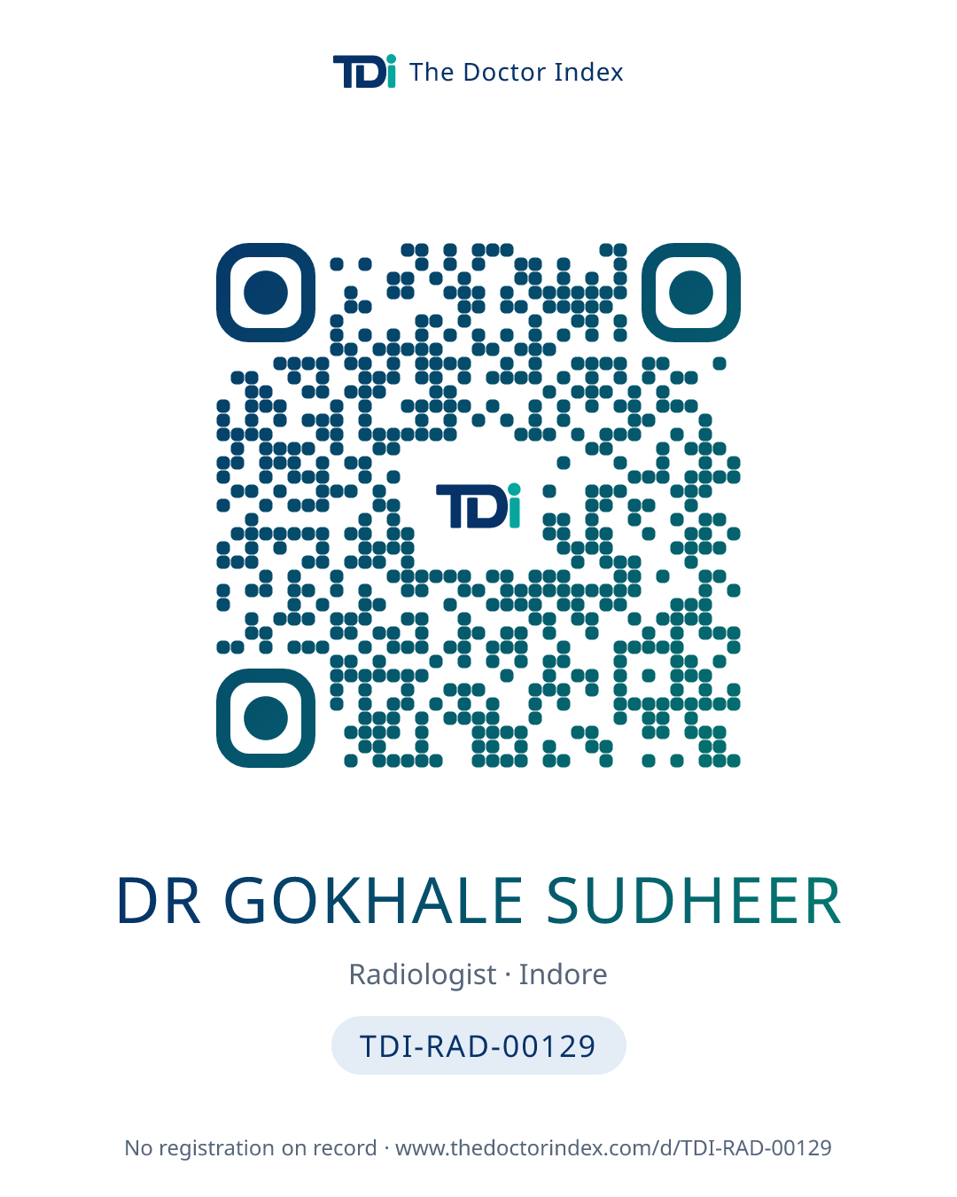 QR card for Dr Gokhale Sudheer, TDI-RAD-00129