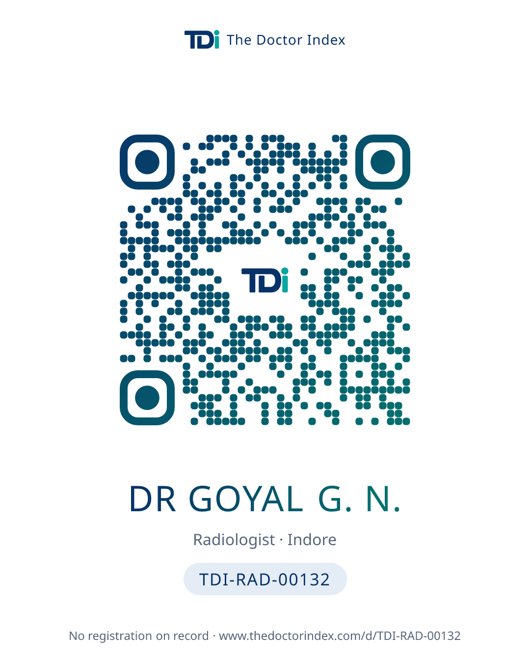 QR card for Dr Goyal G. N., TDI-RAD-00132