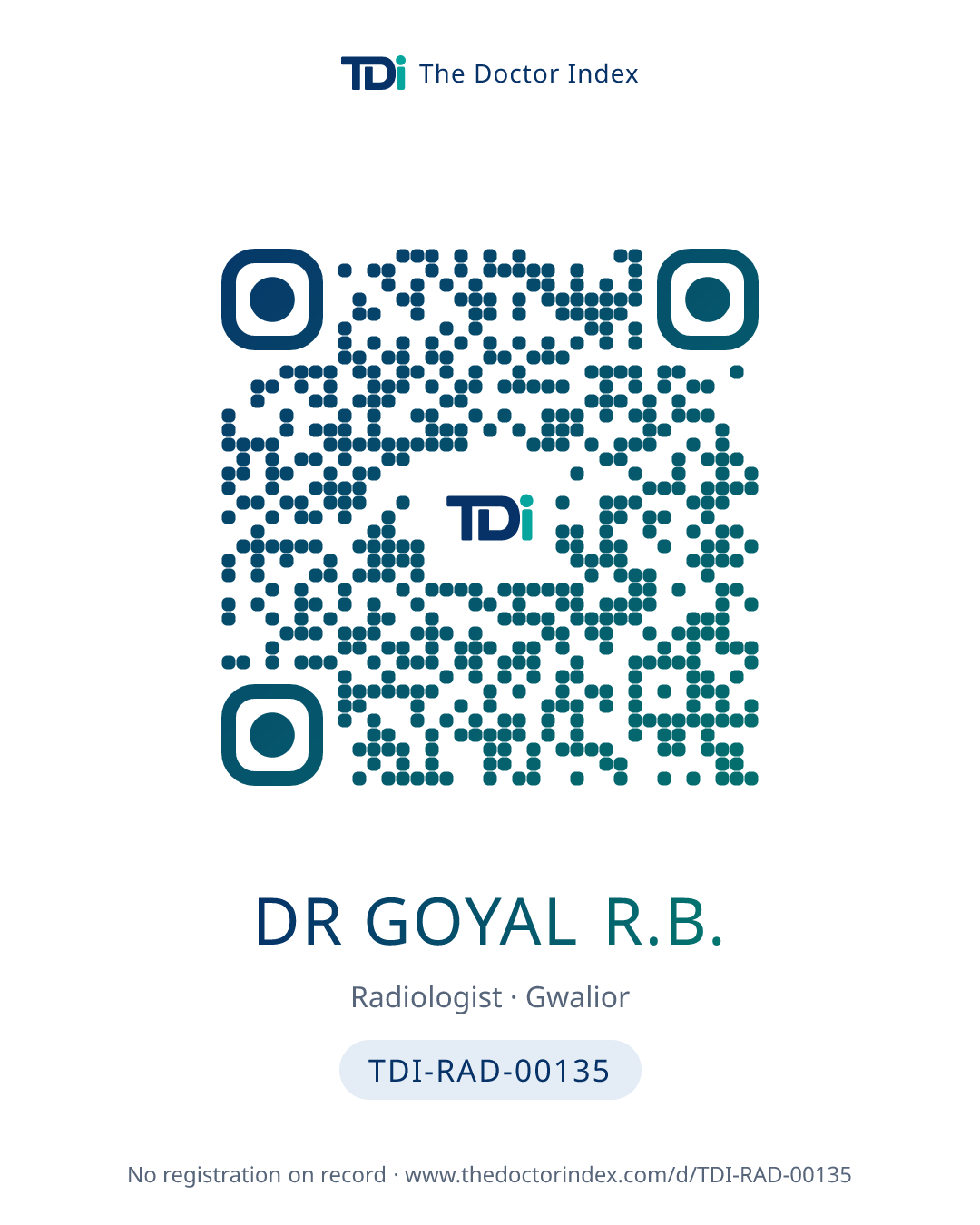 QR card for Dr Goyal R.B., TDI-RAD-00135