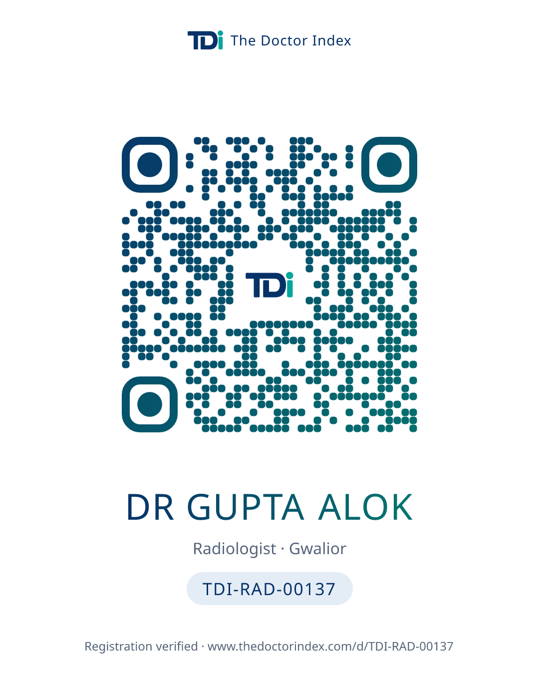 QR card for Dr Gupta Alok, TDI-RAD-00137