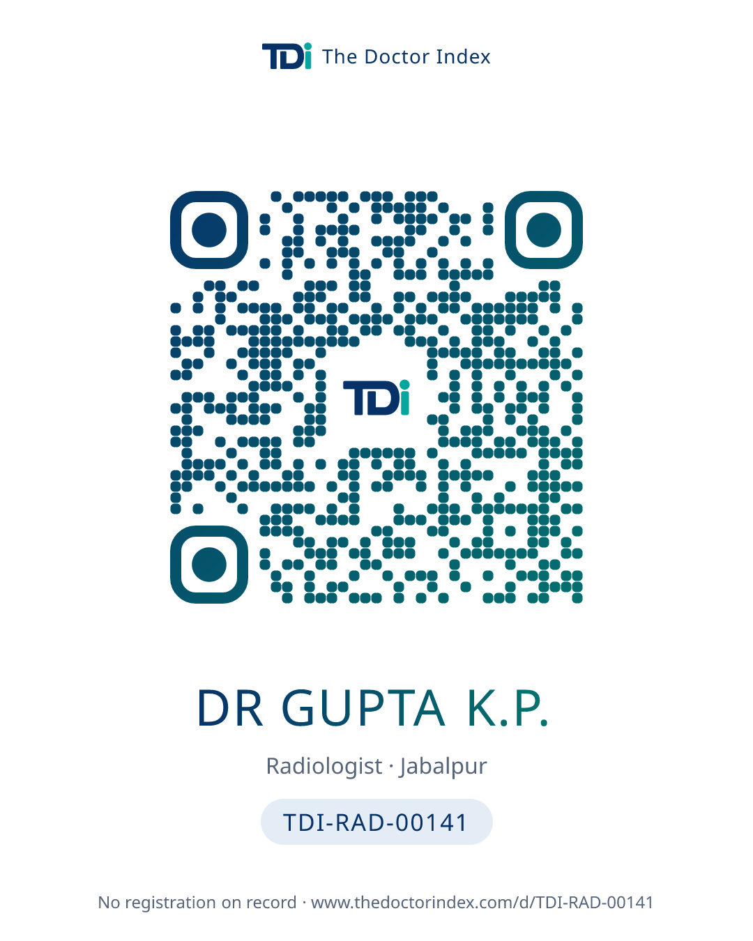 QR card for Dr Gupta K.P., TDI-RAD-00141