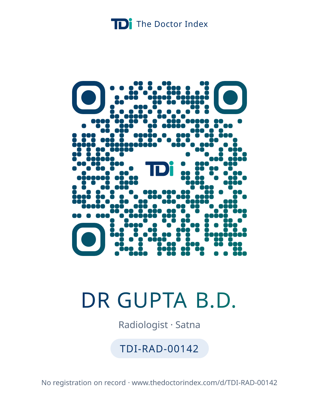 QR card for Dr Gupta B.D., TDI-RAD-00142