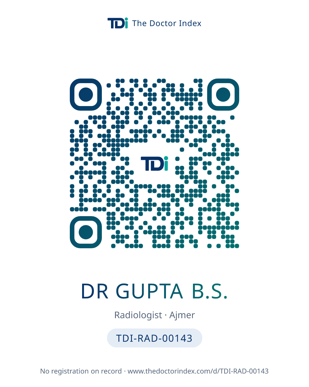 QR card for Dr Gupta B.S., TDI-RAD-00143