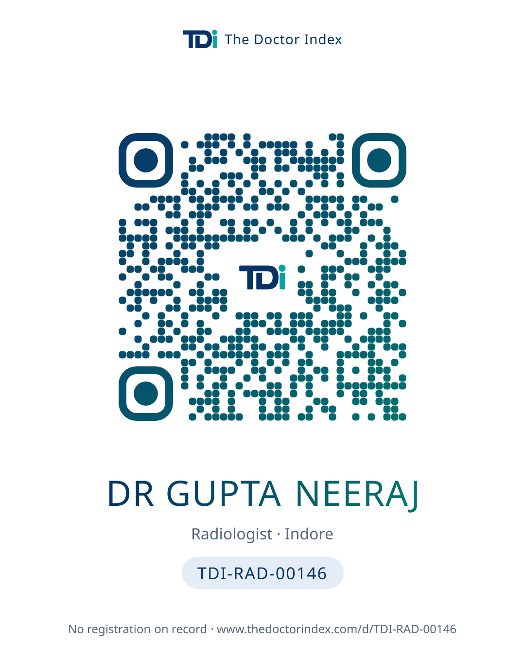 QR card for Dr Gupta Neeraj, TDI-RAD-00146