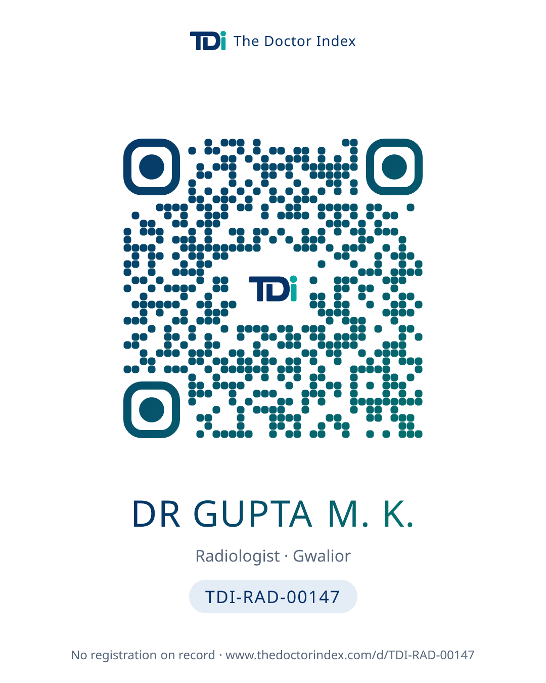 QR card for Dr Gupta M. K., TDI-RAD-00147