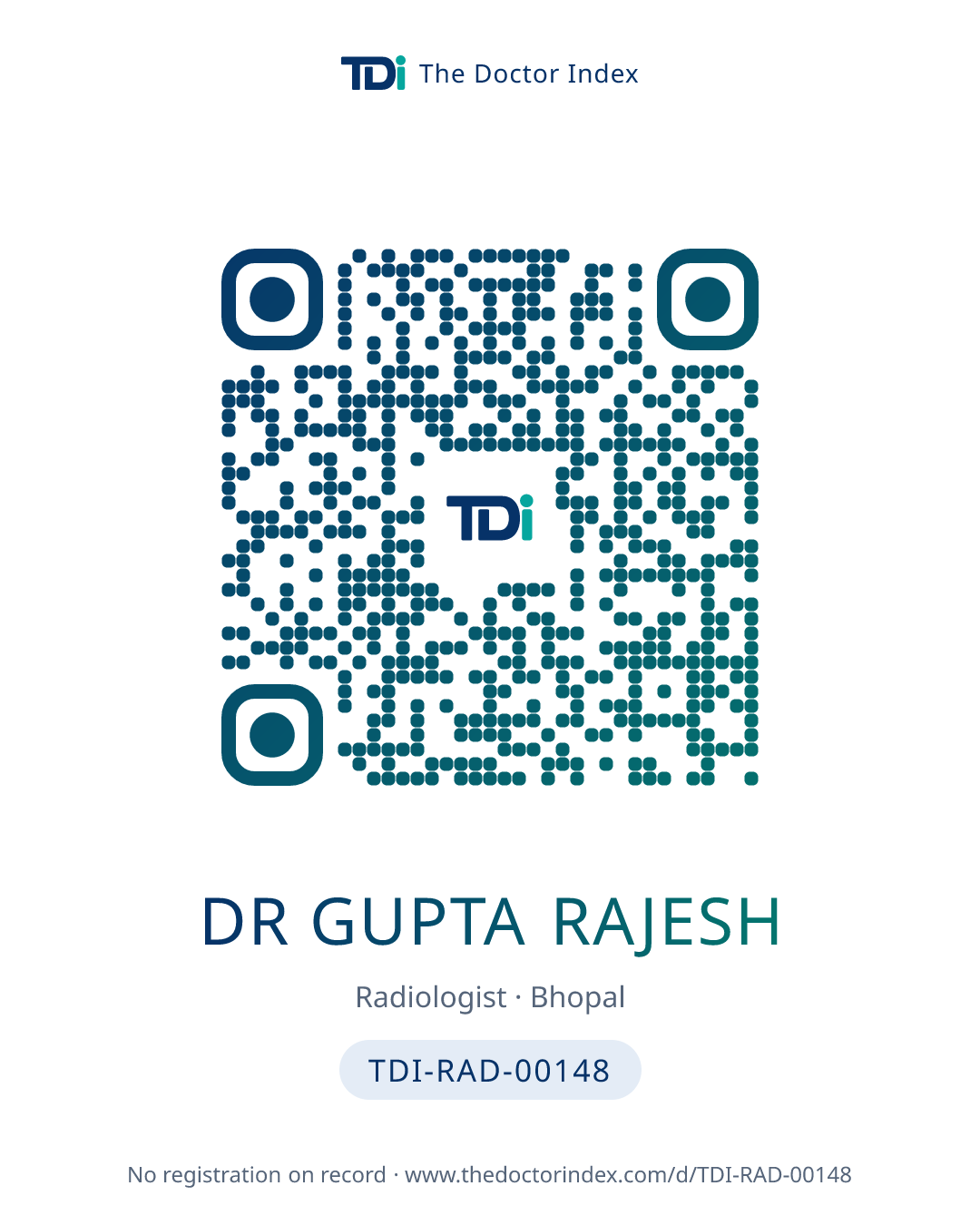 QR card for Dr Gupta Rajesh, TDI-RAD-00148