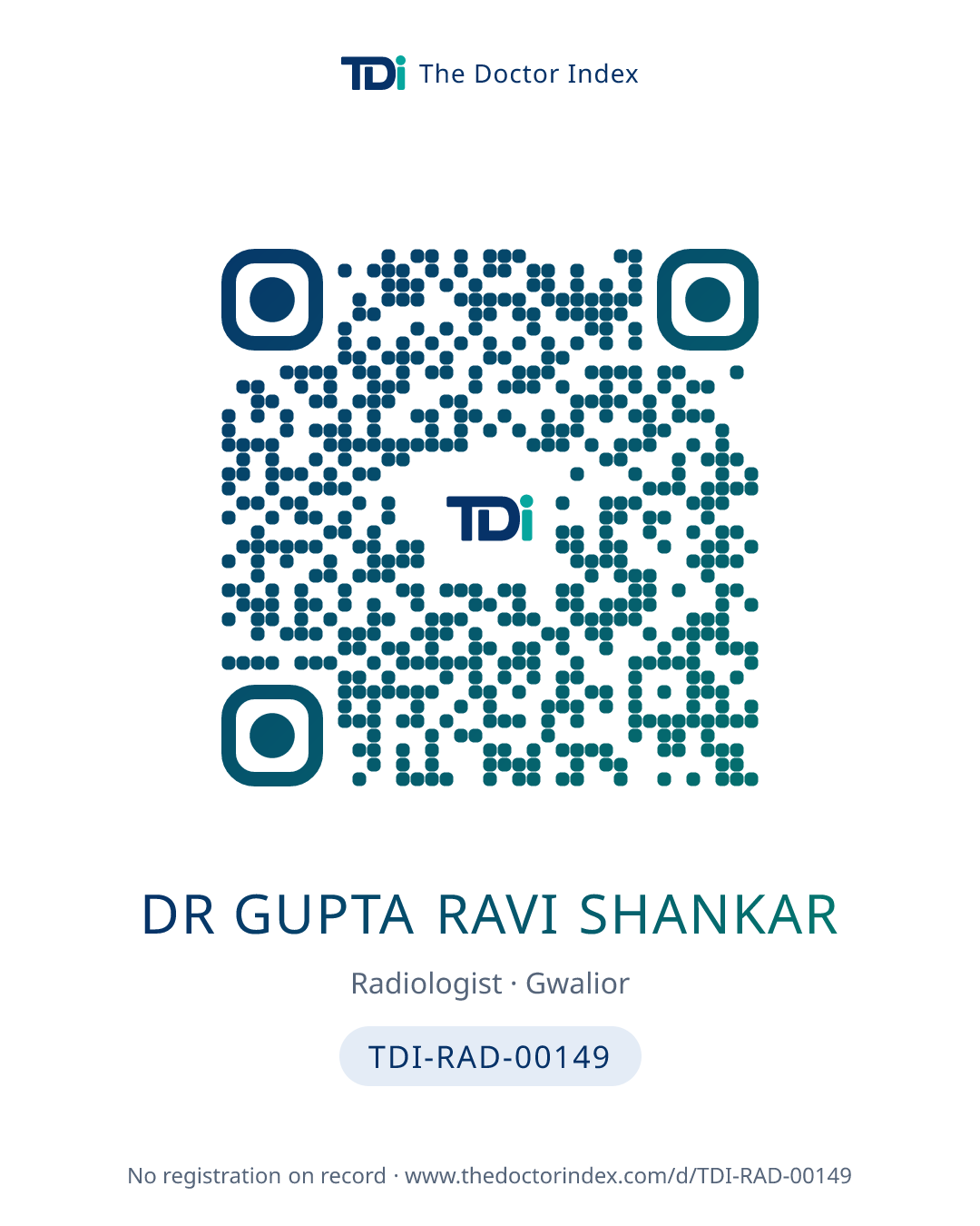 QR card for Dr Gupta Ravi Shankar, TDI-RAD-00149