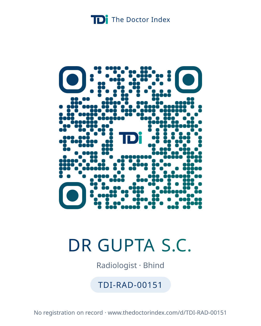 QR card for Dr Gupta S.C., TDI-RAD-00151