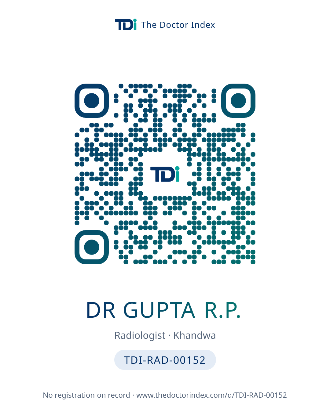 QR card for Dr Gupta R.P., TDI-RAD-00152