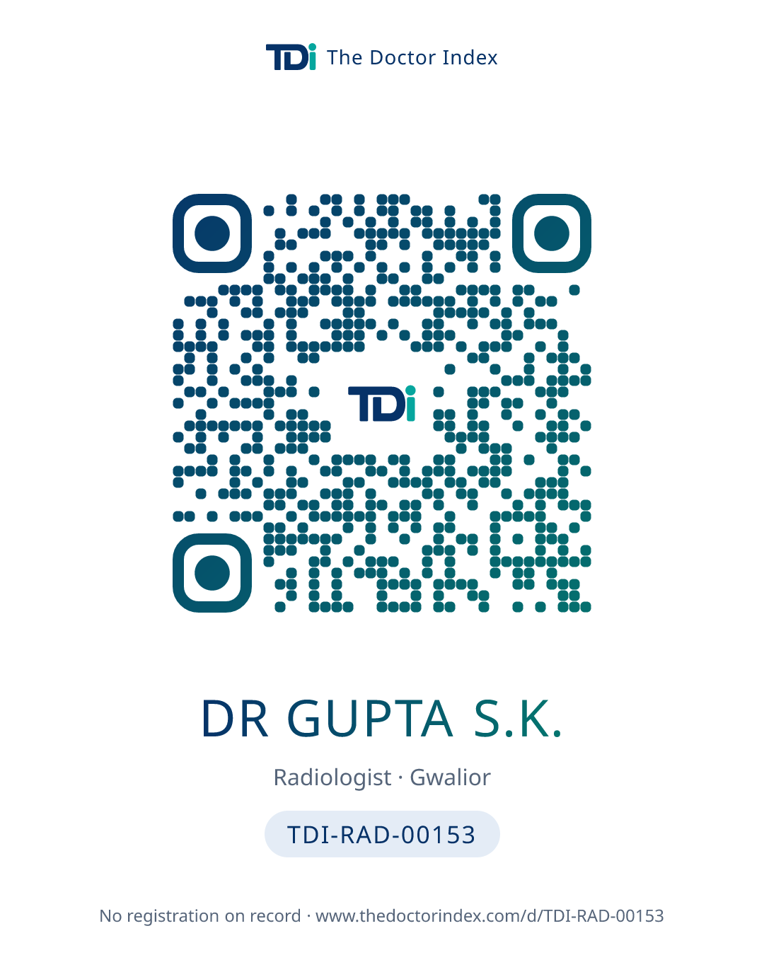 QR card for Dr Gupta S.K., TDI-RAD-00153