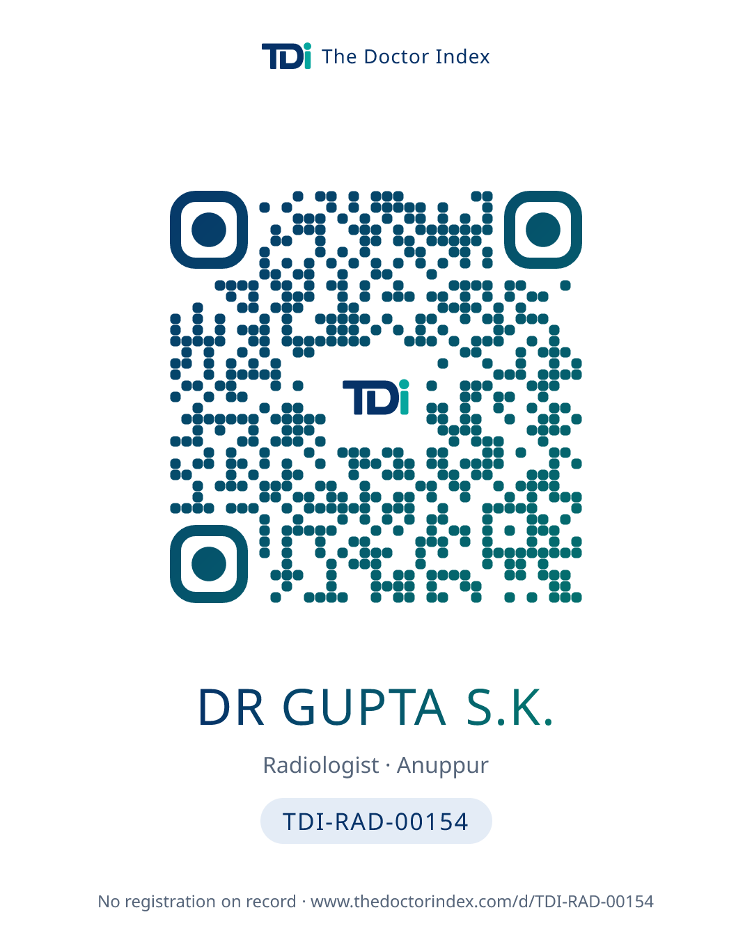 QR card for Dr Gupta S.K., TDI-RAD-00154