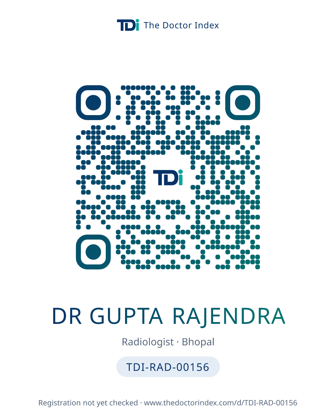 QR card for Dr Gupta Rajendra, TDI-RAD-00156