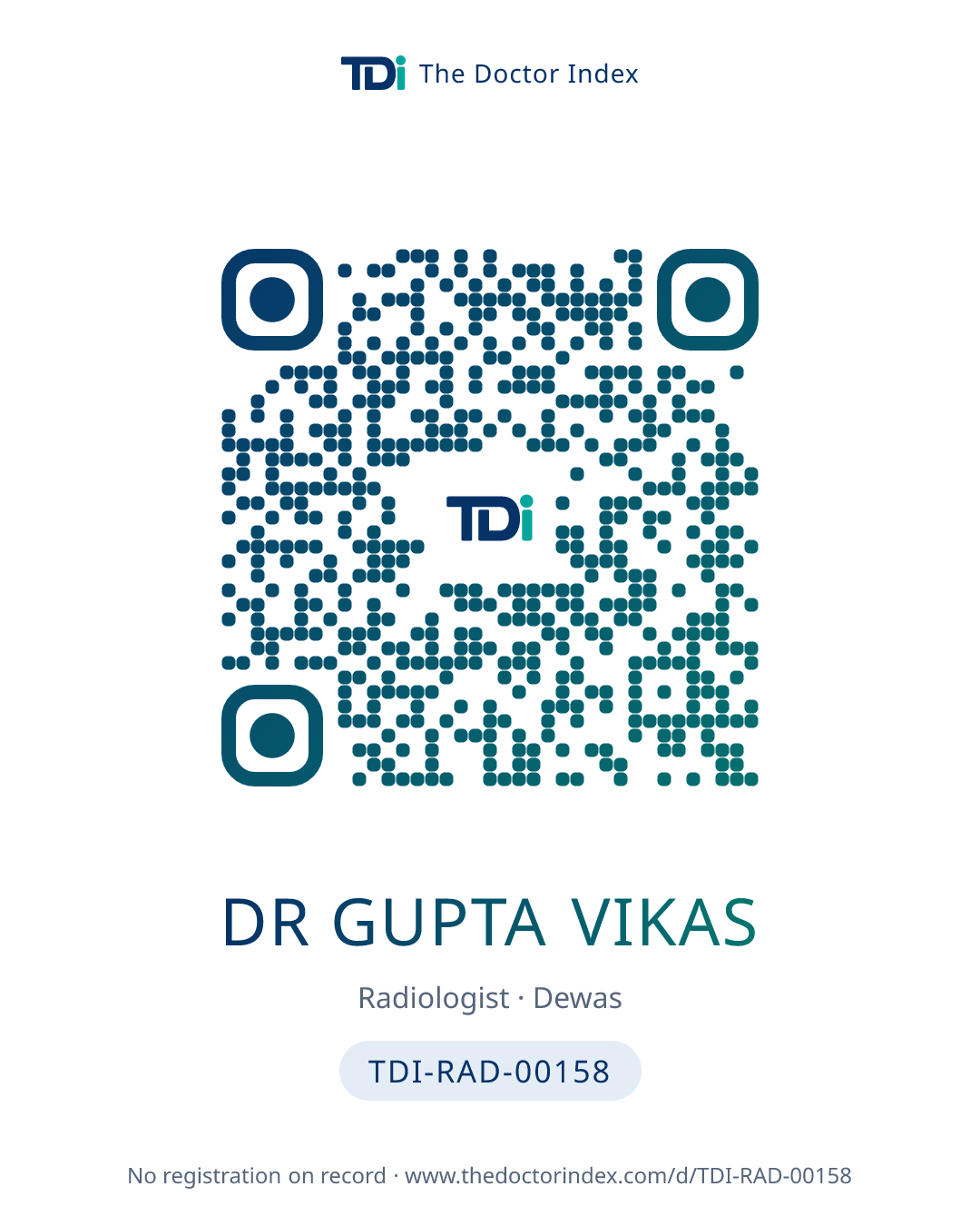 QR card for Dr Gupta Vikas, TDI-RAD-00158