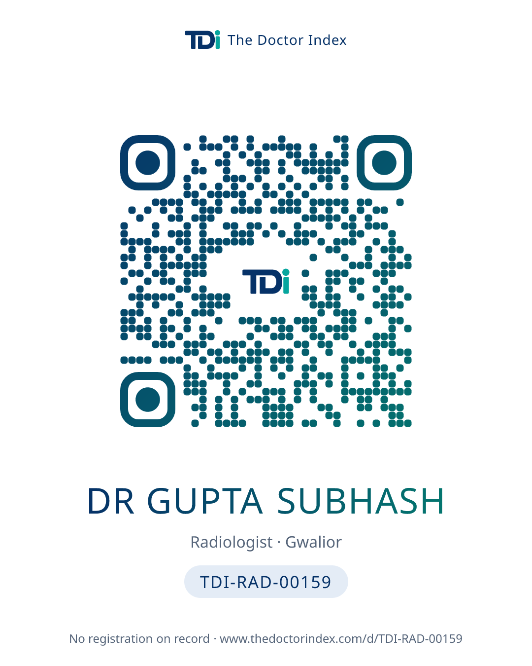 QR card for Dr Gupta Subhash, TDI-RAD-00159