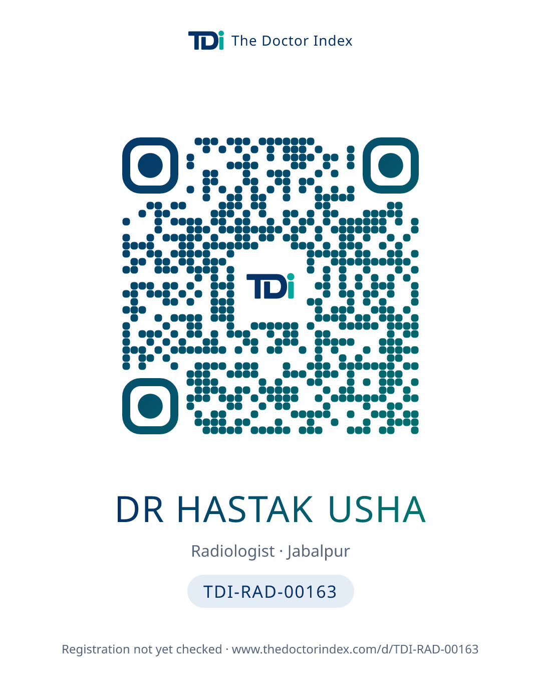QR card for Dr Hastak Usha, TDI-RAD-00163