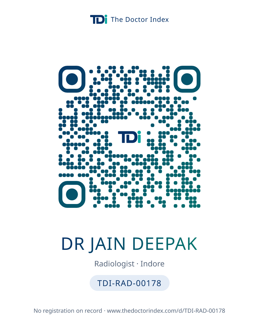 QR card for Dr Jain Deepak, TDI-RAD-00178