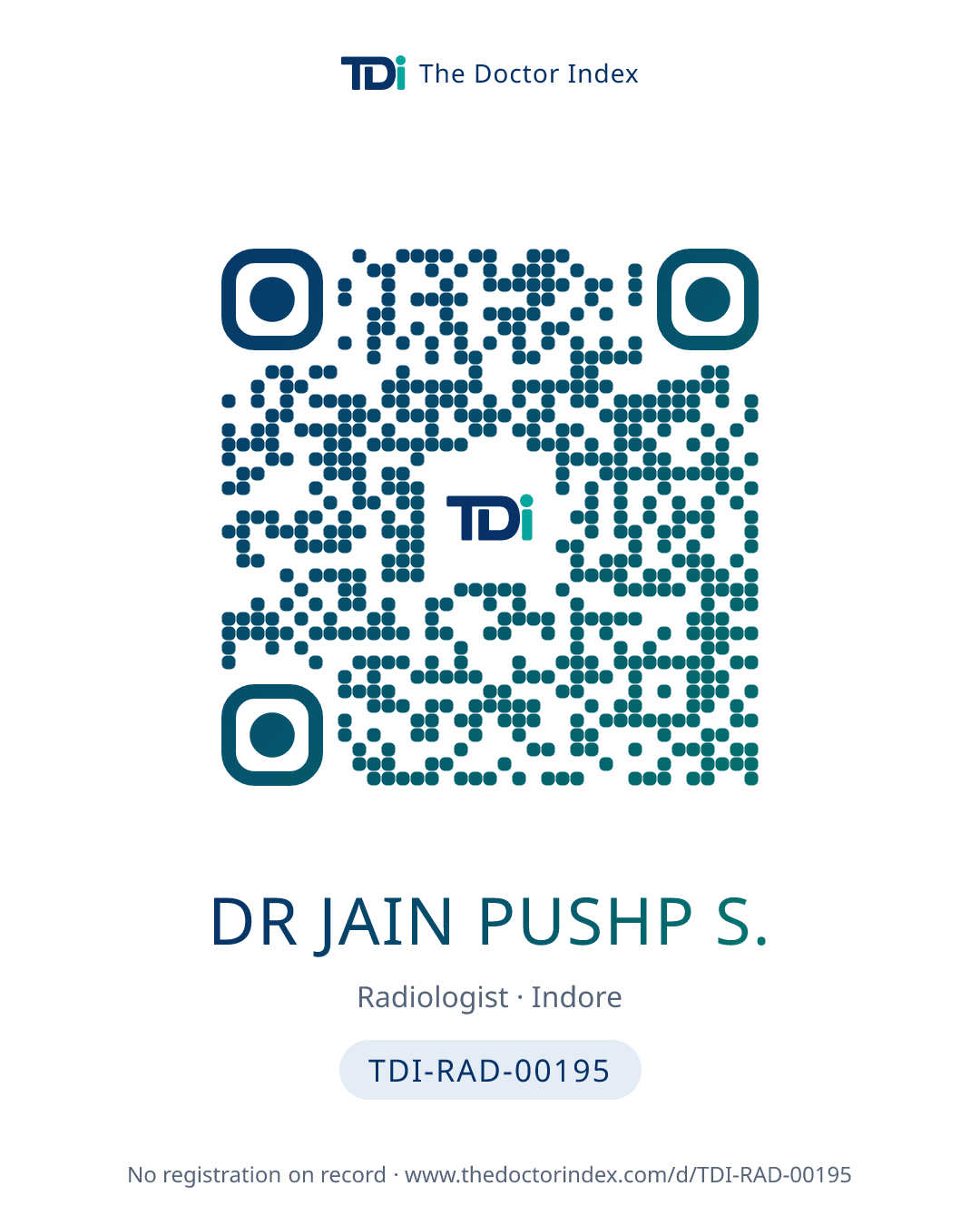 QR card for Dr Jain Pushp S., TDI-RAD-00195