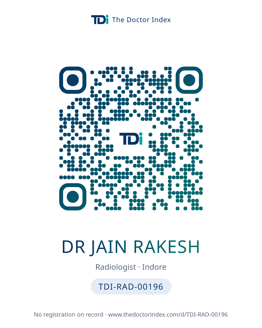 QR card for Dr Jain Rakesh, TDI-RAD-00196