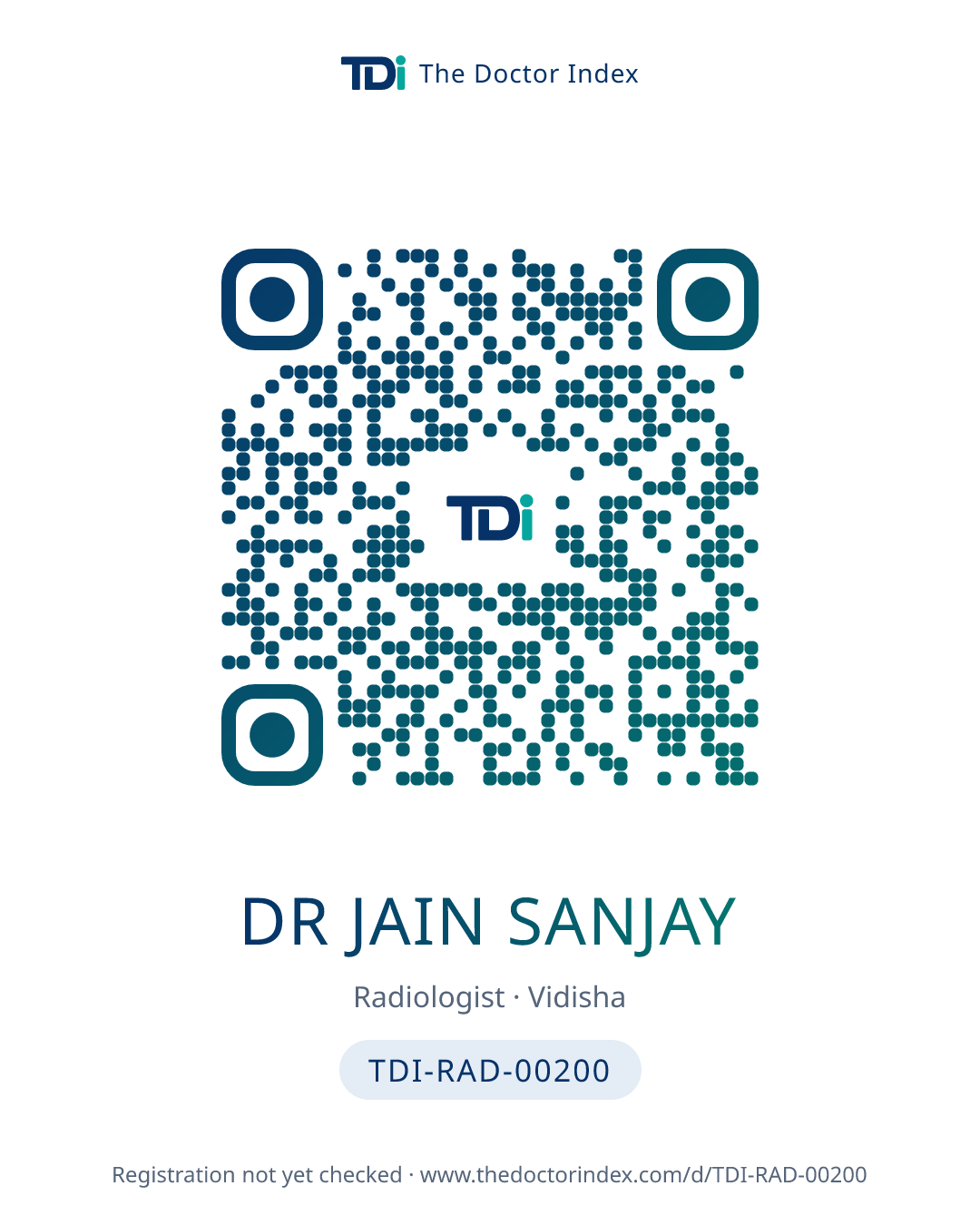 QR card for Dr Jain Sanjay, TDI-RAD-00200