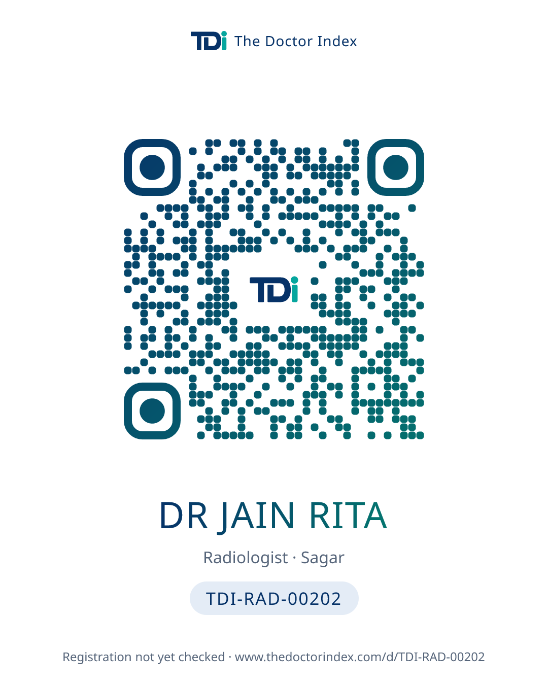 QR card for Dr Jain Rita, TDI-RAD-00202