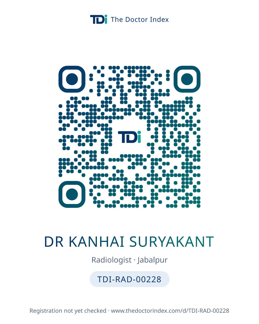 QR card for Dr Kanhai Suryakant, TDI-RAD-00228