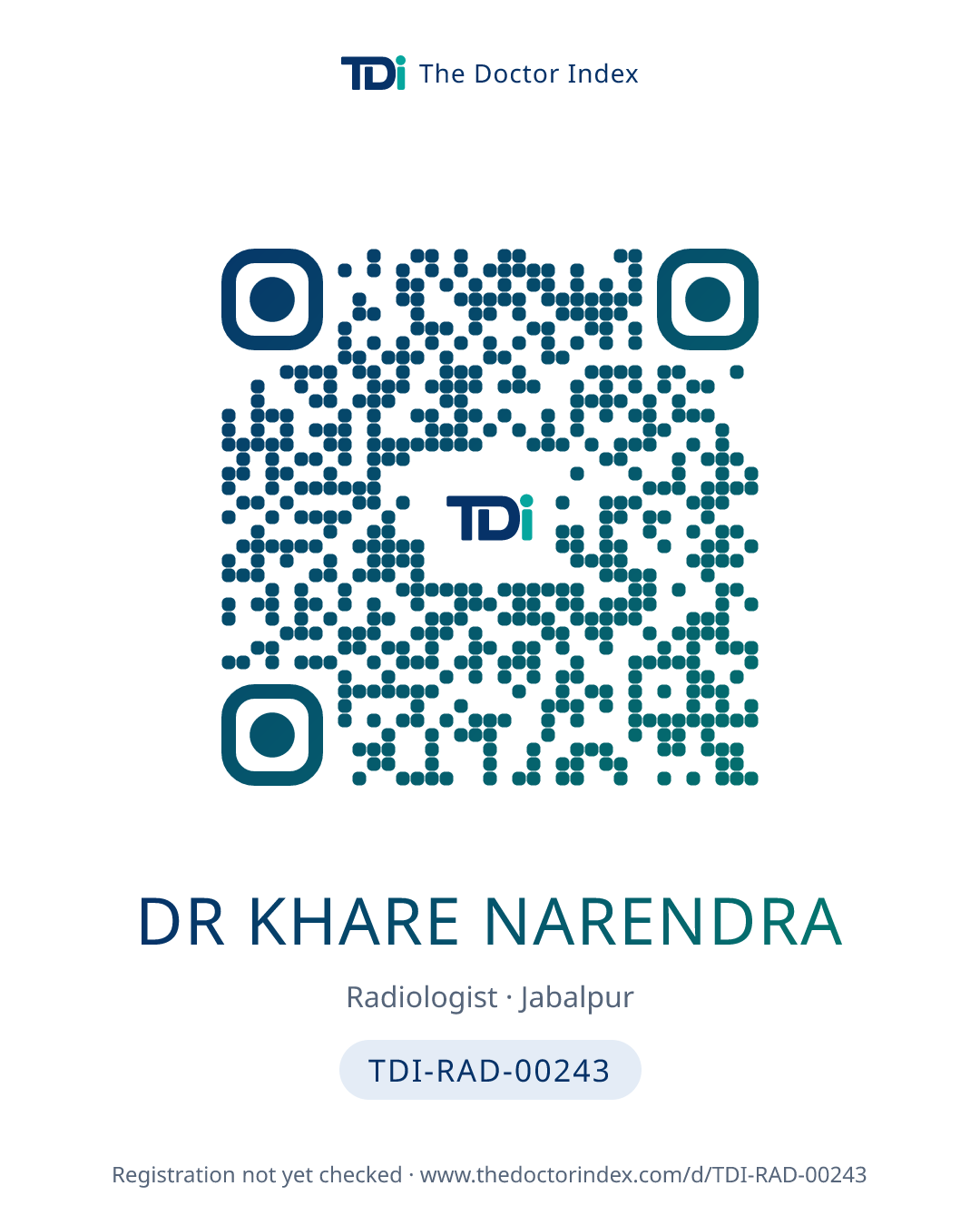 QR card for Dr Khare Narendra, TDI-RAD-00243