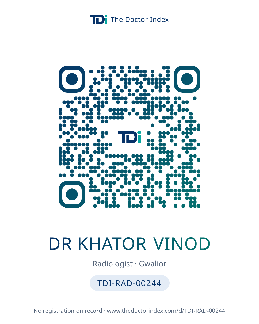 QR card for Dr Khator Vinod, TDI-RAD-00244
