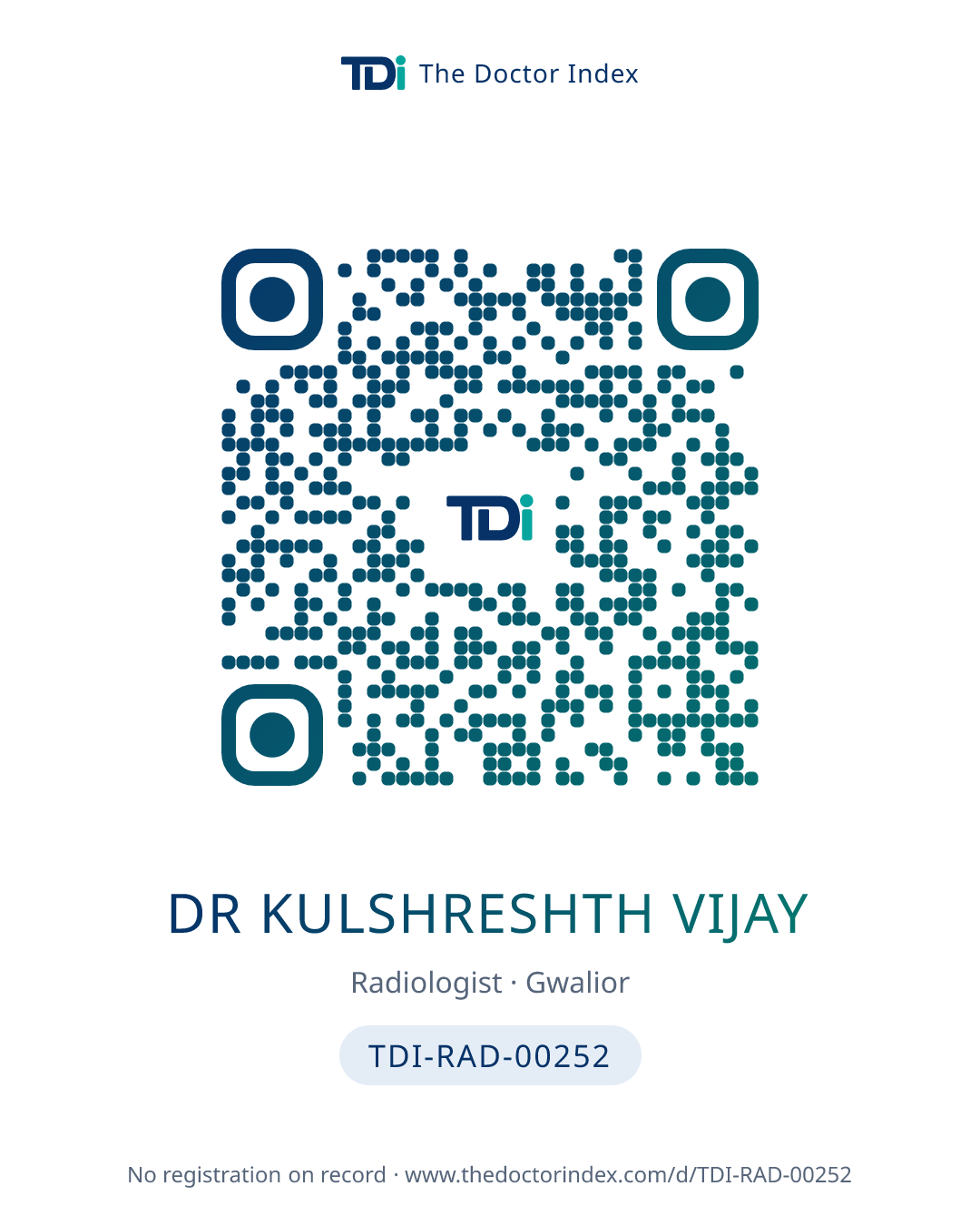 QR card for Dr Kulshreshth Vijay, TDI-RAD-00252