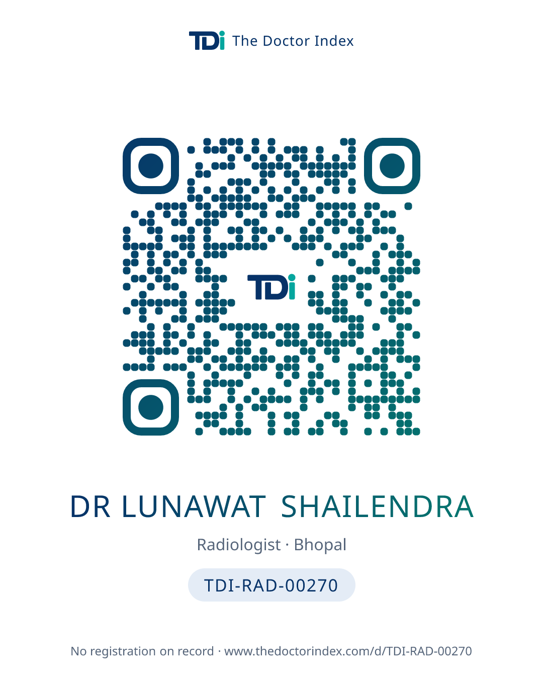 QR card for Dr Lunawat Shailendra, TDI-RAD-00270