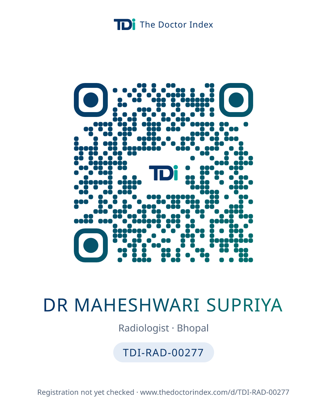 QR card for Dr Maheshwari Supriya, TDI-RAD-00277