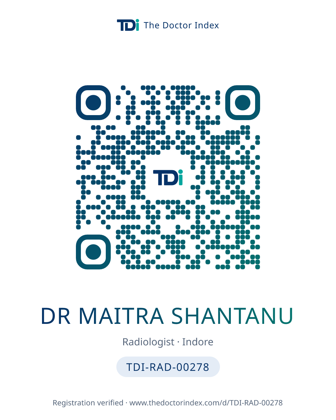 QR card for Dr Maitra Shantanu, TDI-RAD-00278