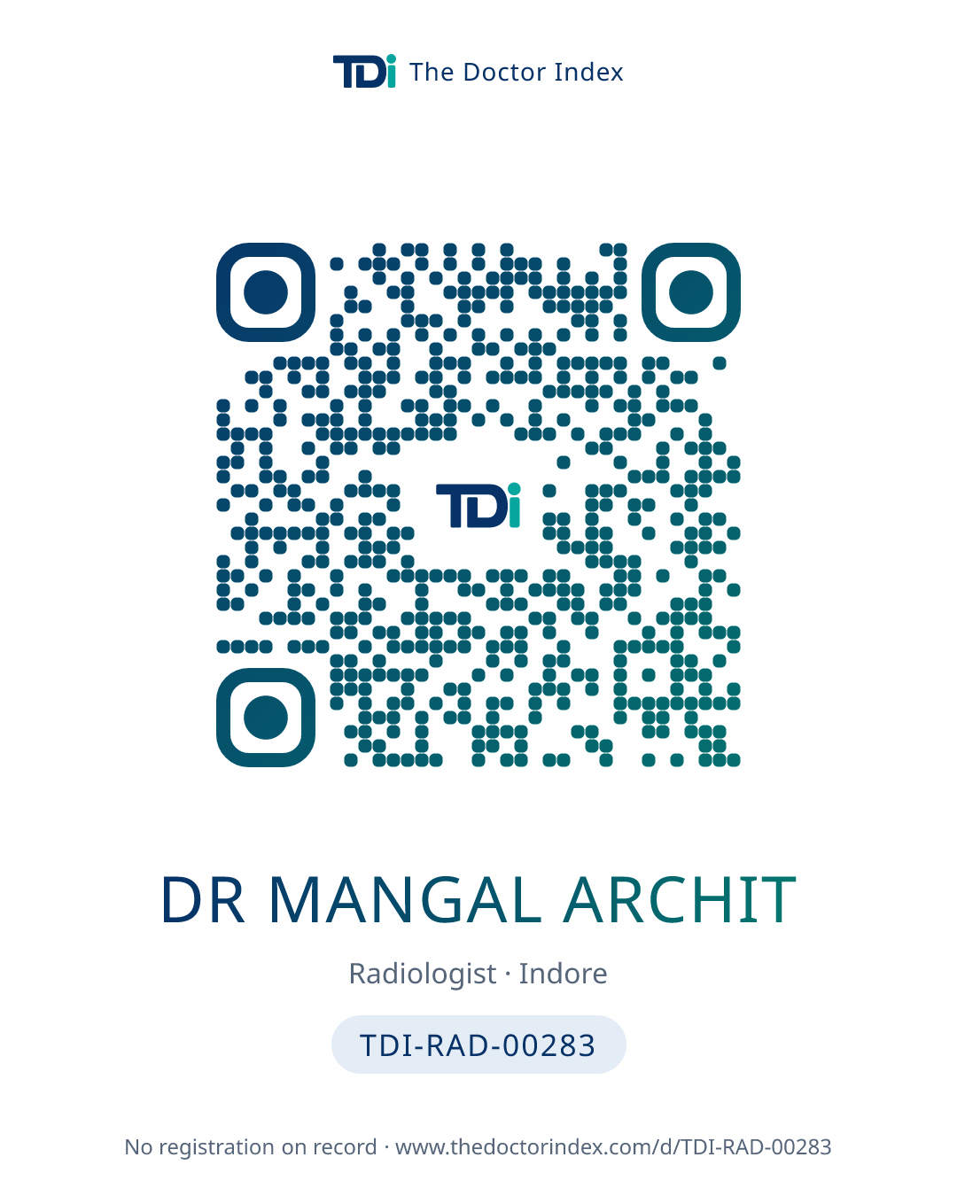 QR card for Dr Mangal Archit, TDI-RAD-00283