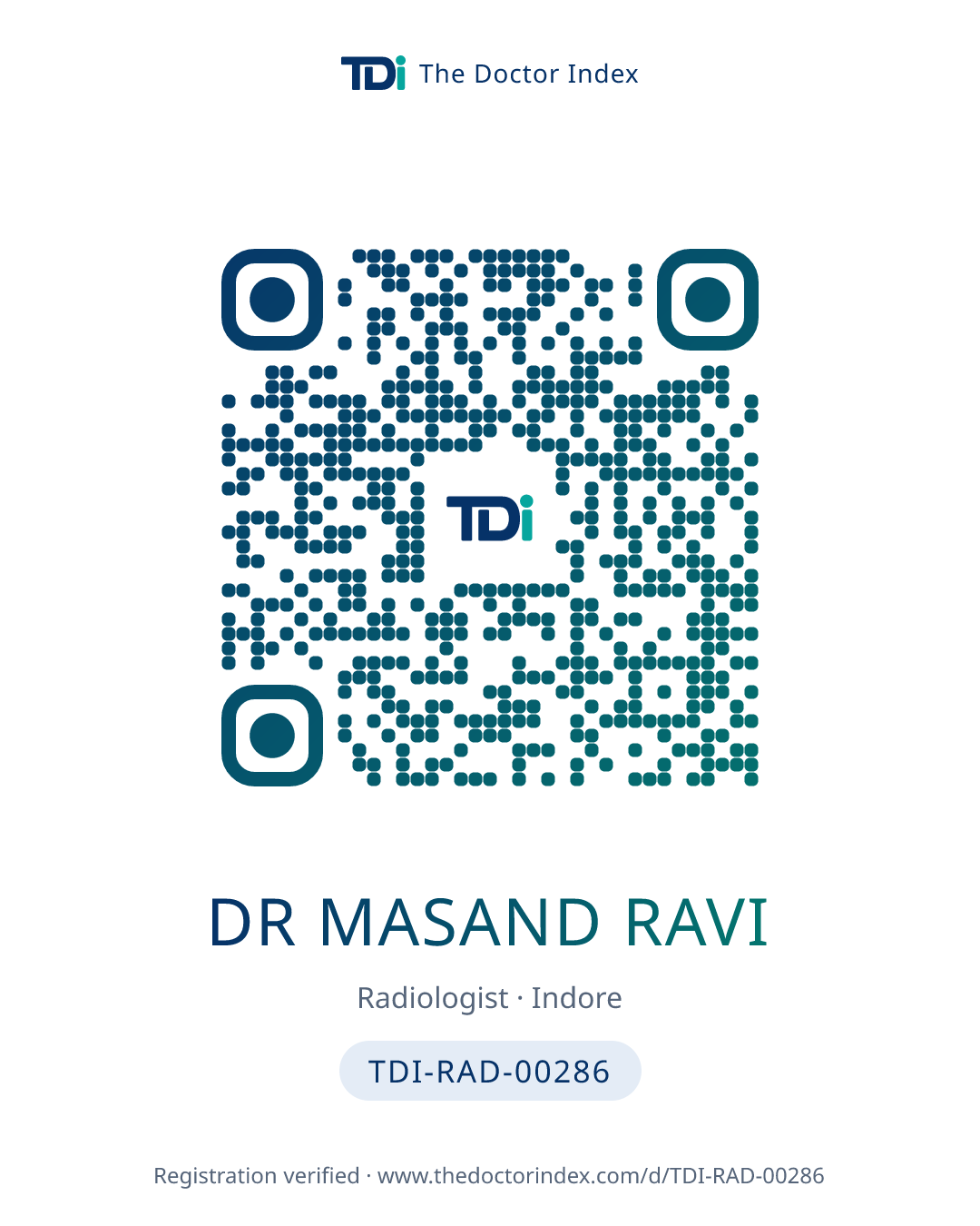 QR card for Dr Masand Ravi, TDI-RAD-00286