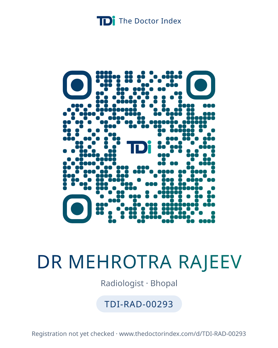 QR card for Dr Mehrotra Rajeev, TDI-RAD-00293