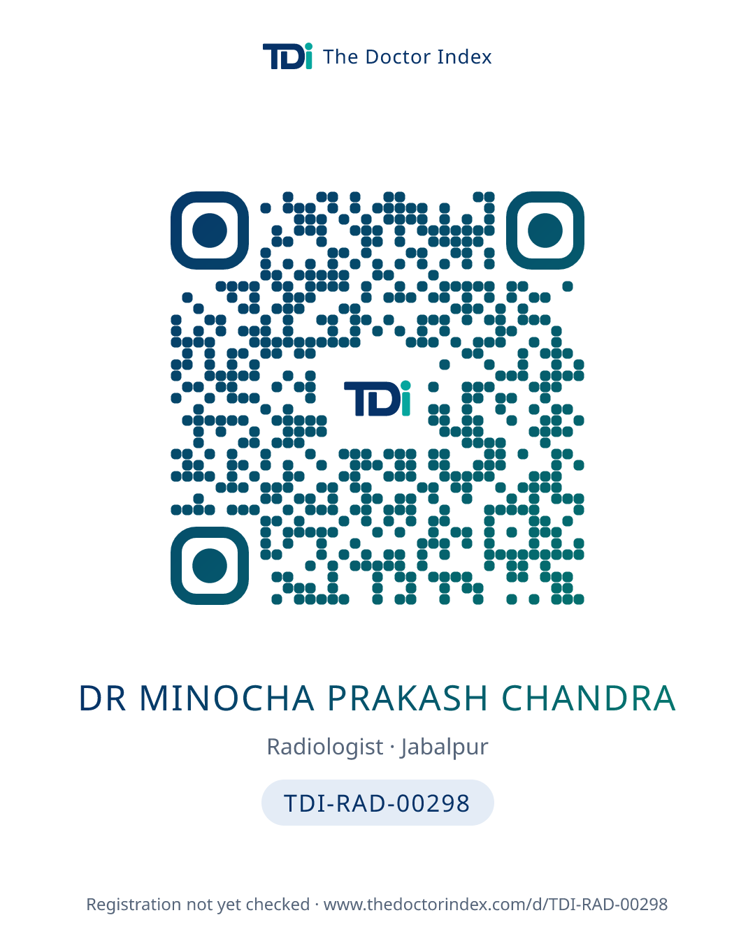 QR card for Dr Minocha Prakash Chandra, TDI-RAD-00298