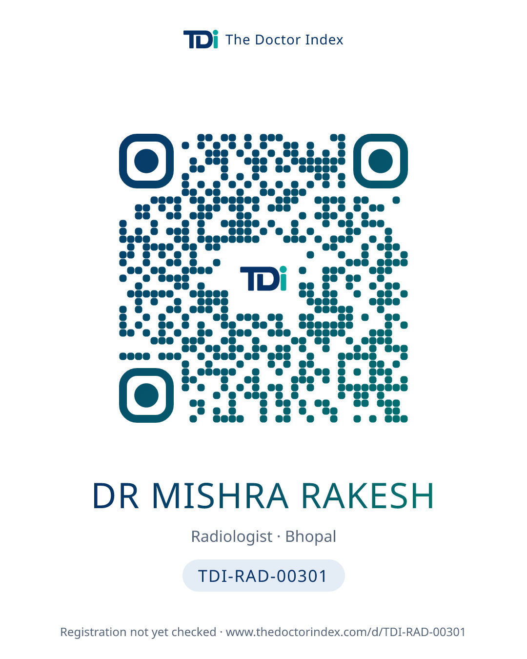 QR card for Dr Mishra Rakesh, TDI-RAD-00301