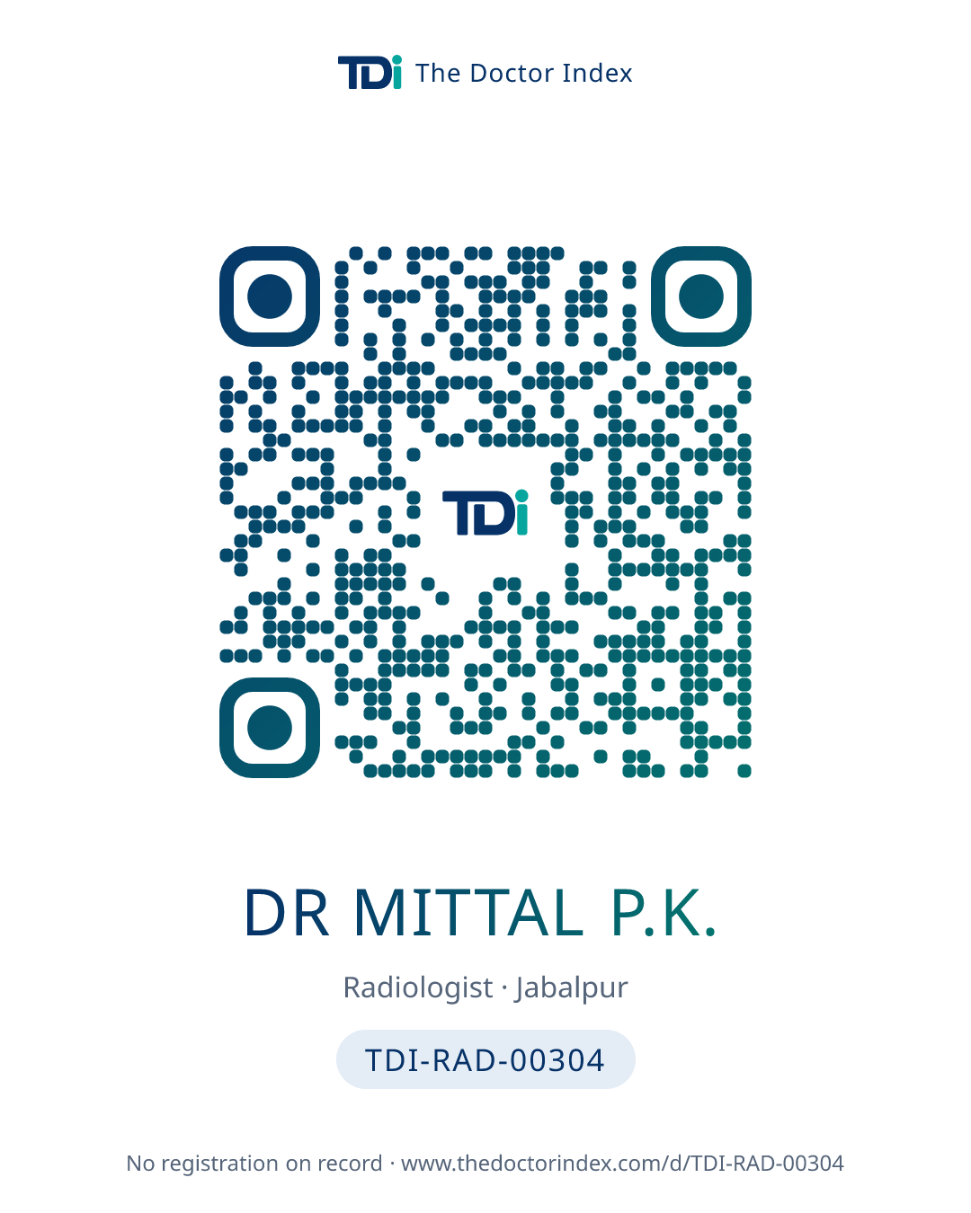 QR card for Dr Mittal P.K., TDI-RAD-00304