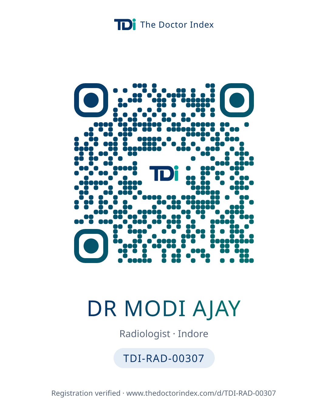 QR card for Dr Modi Ajay, TDI-RAD-00307