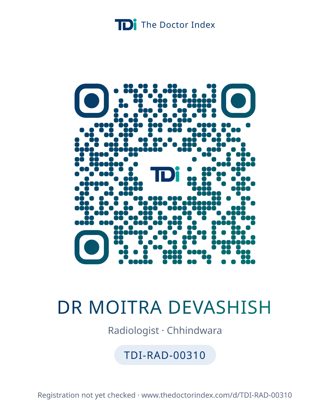 QR card for Dr Moitra Devashish, TDI-RAD-00310