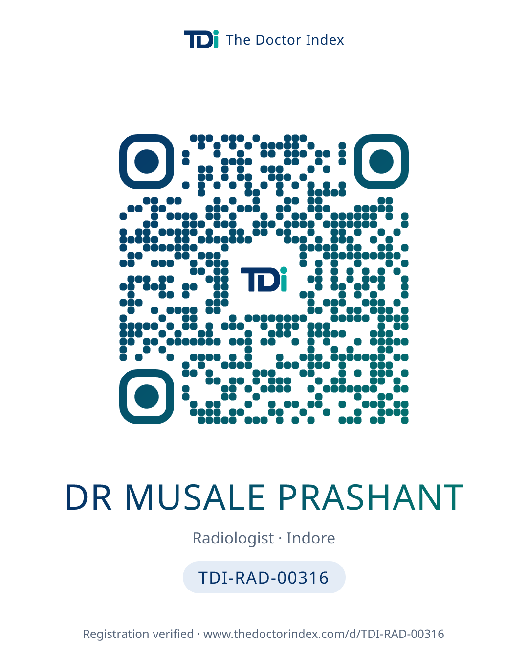 QR card for Dr Musale Prashant, TDI-RAD-00316