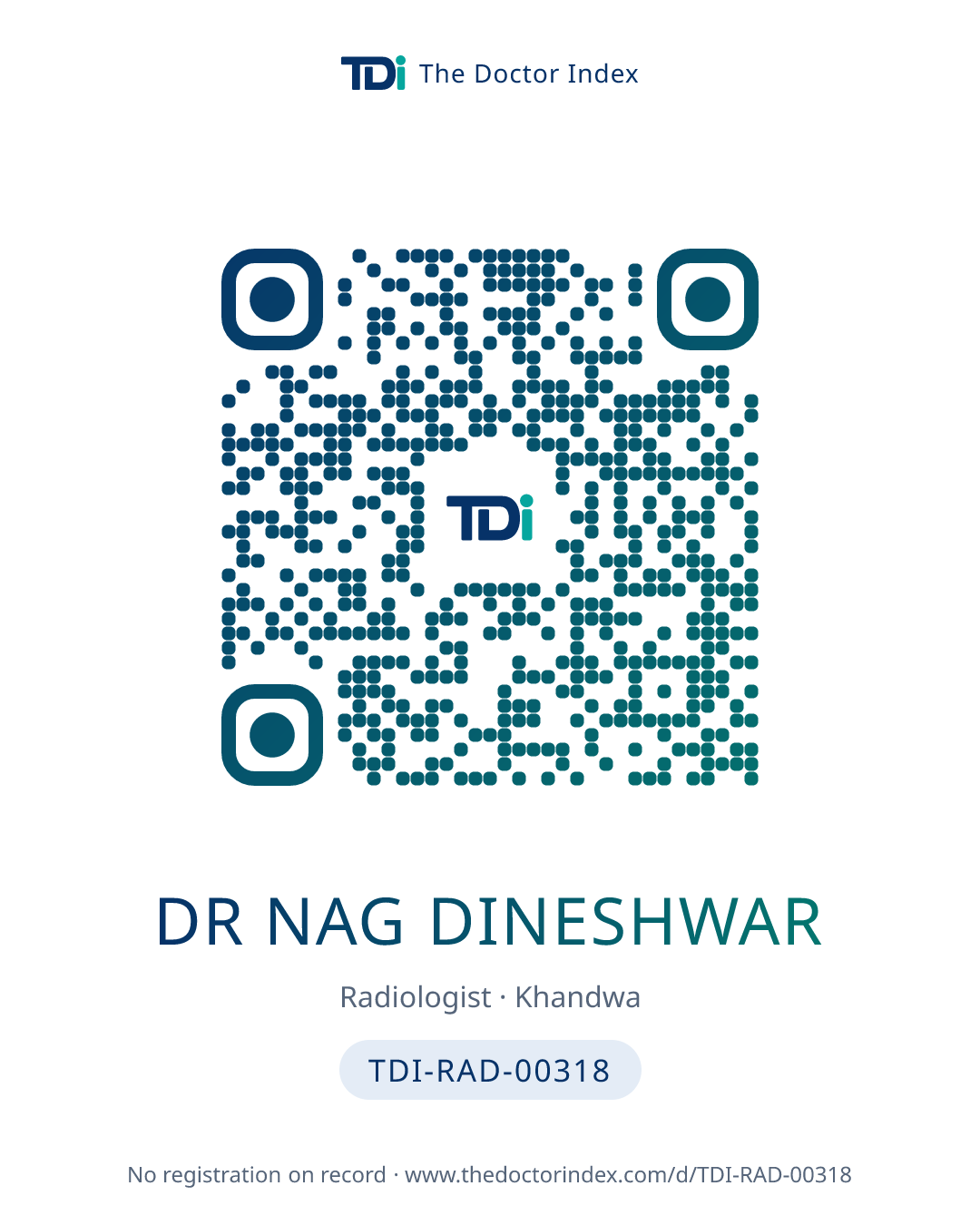 QR card for Dr Nag Dineshwar, TDI-RAD-00318