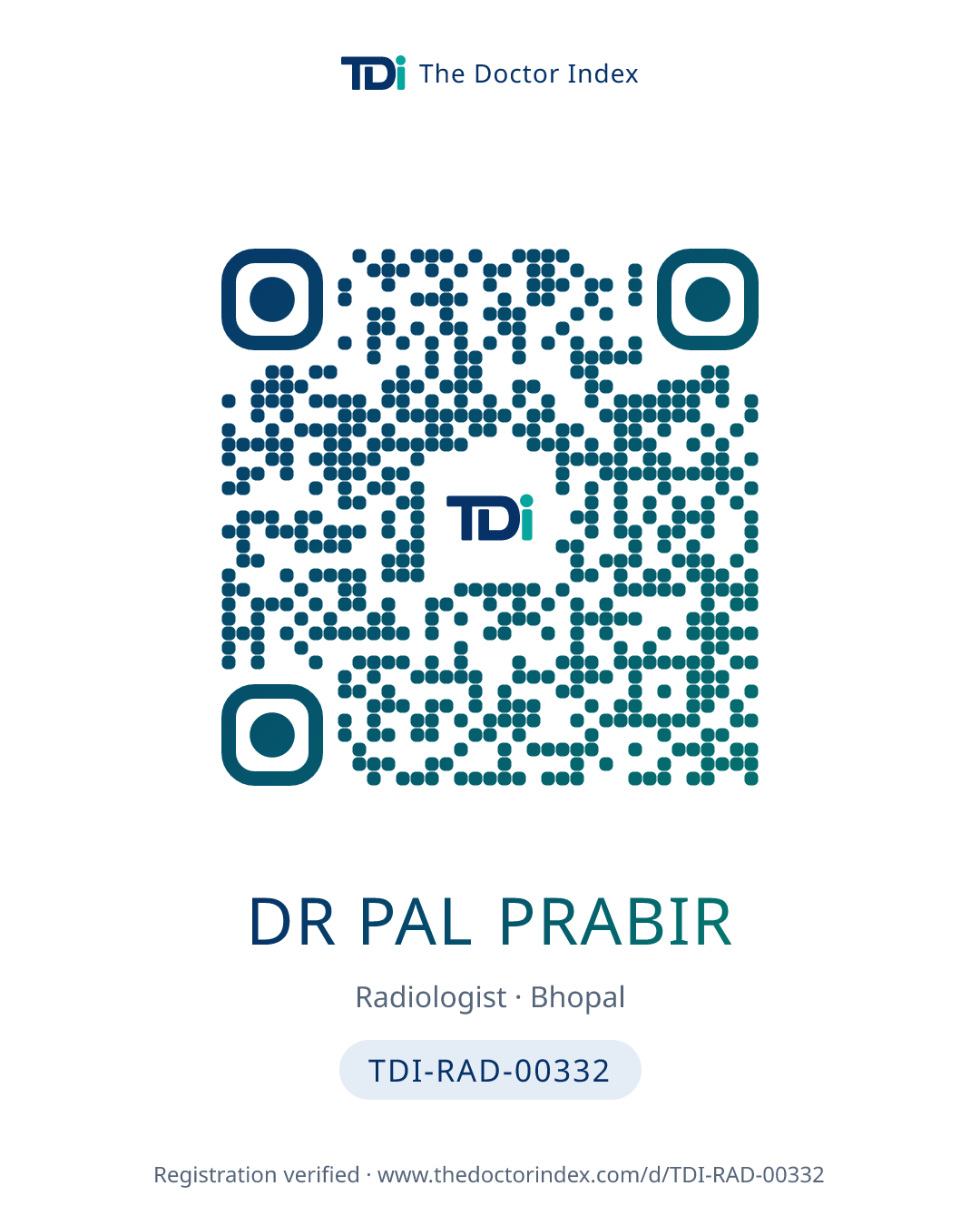 QR card for Dr Pal Prabir, TDI-RAD-00332