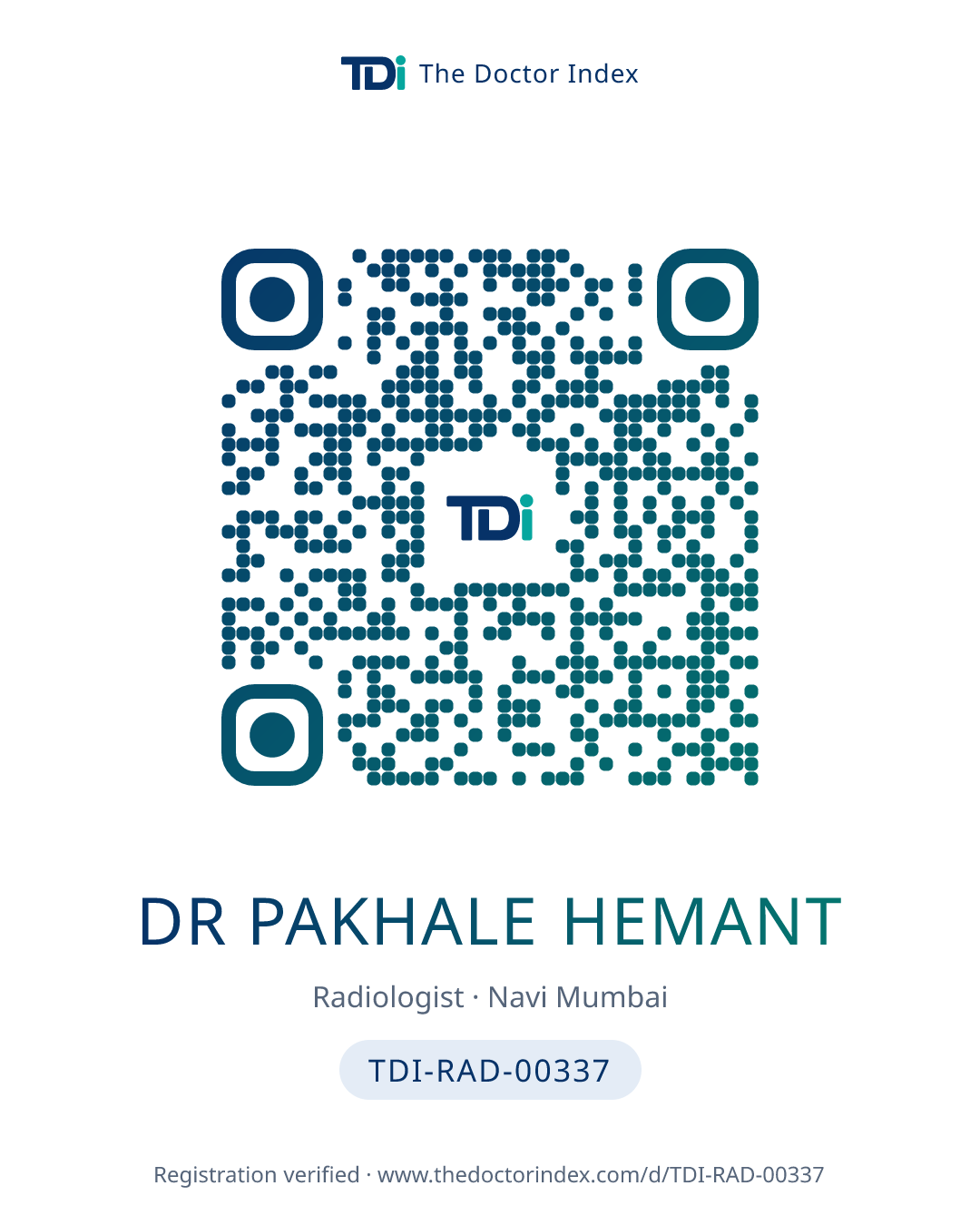 QR card for Dr Pakhale Hemant, TDI-RAD-00337